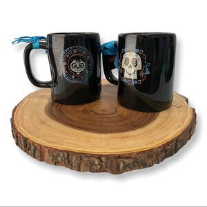 Rae Dunn Disney Pixar Coco LL Double Sided Black Mug Day Dead Lot Of 2 NWT